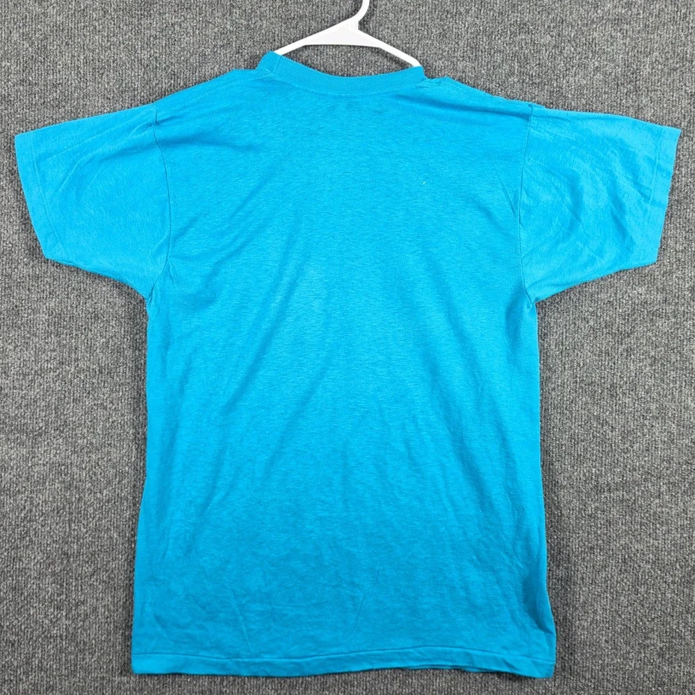 Vintage 80s Shirt Mens Large Sneakers Cayman Islands‎ Single Stitch USA Blue Tee
